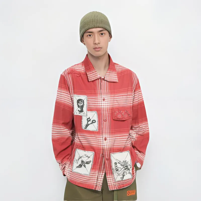 LiNing Basketball Collection Shirt Men's Guava Red Pale Ancient Yellow Quartz Red Checkered-3