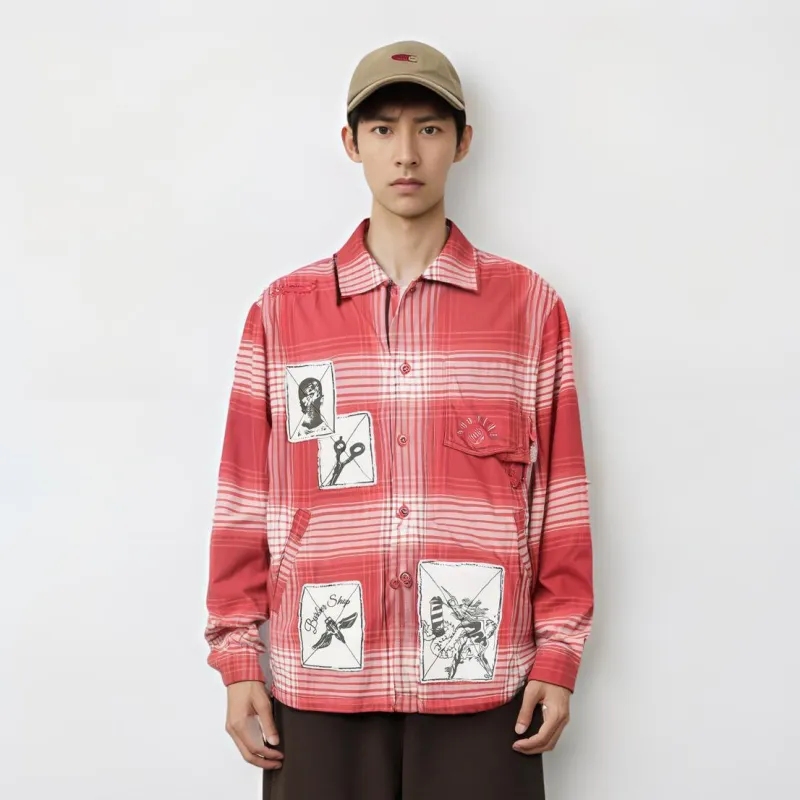 LiNing Basketball Collection Shirt Men's Guava Red Pale Ancient Yellow Quartz Red Checkered-2