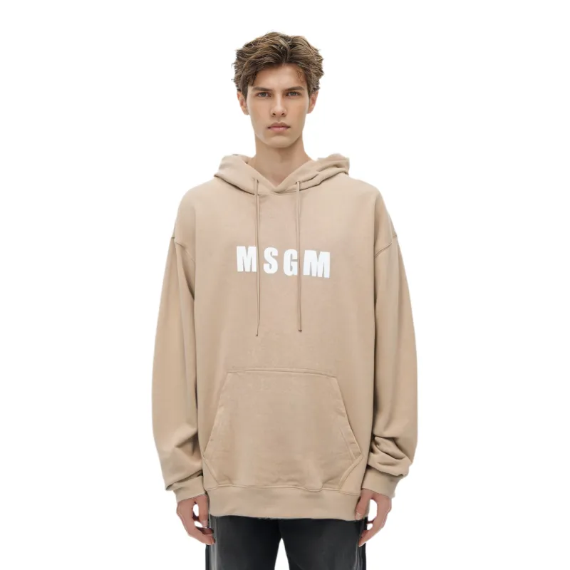 MSGM Logo Printed Drawstring Hoodie-2