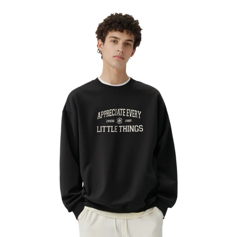 ZMOH Fleece Lined Crew Neck Sweatshirt Unisex Couple's-15