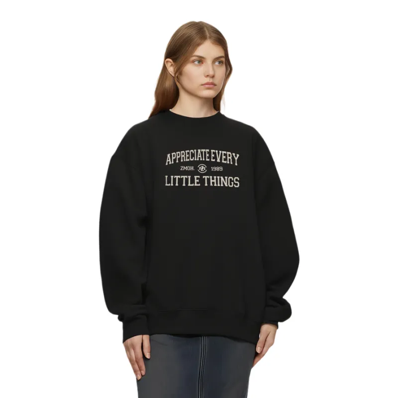 ZMOH Fleece Lined Crew Neck Sweatshirt Unisex Couple's-16