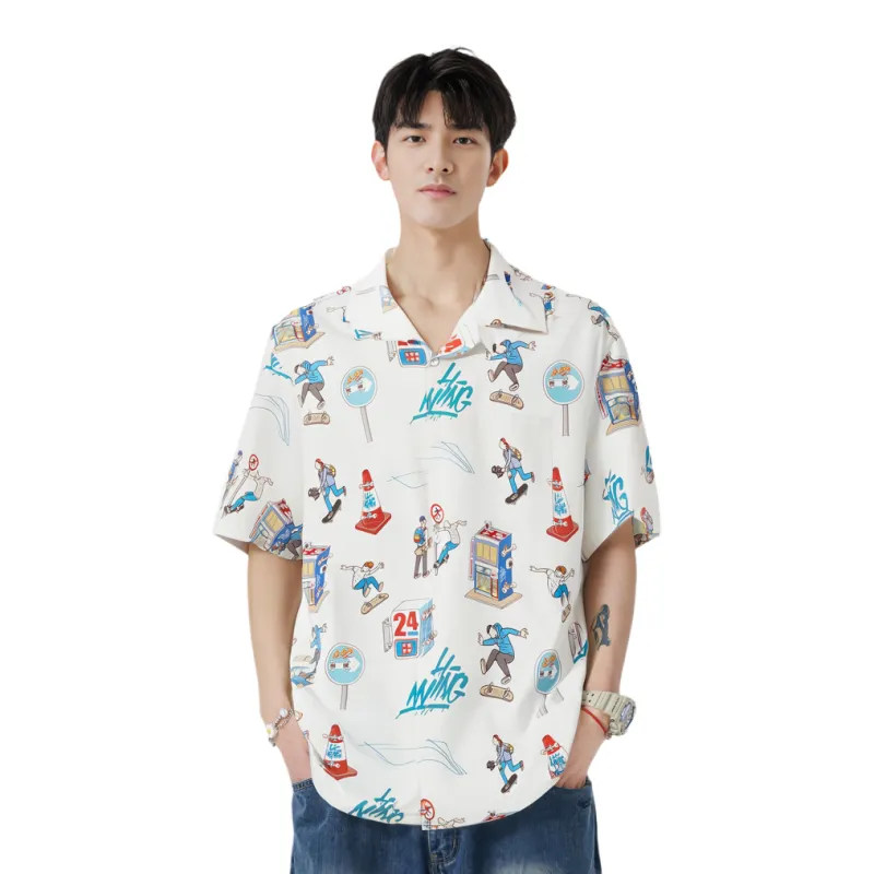 LiNing x PhilHAckett Shirt Men's Standard White Combination Color Print-2