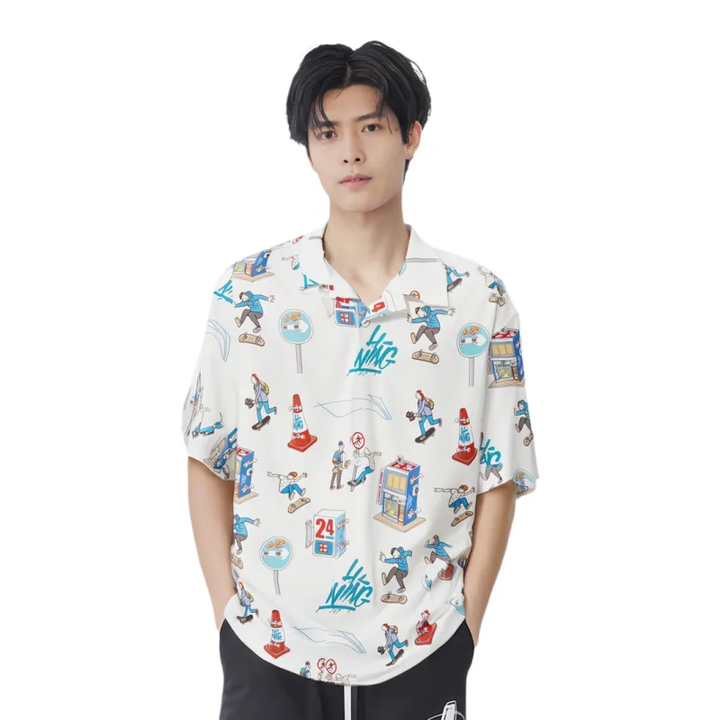 LiNing x PhilHAckett Shirt Men's Standard White Combination Color Print-3