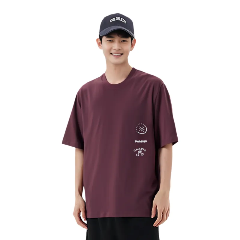 LiNing T Shirt Men's Dark Red Purple-3