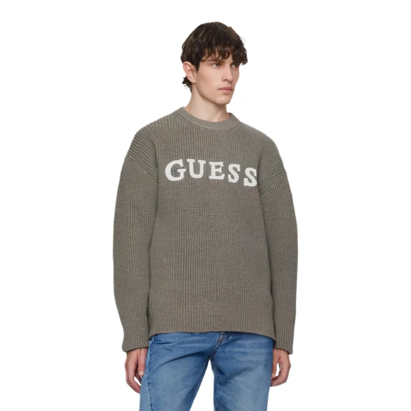 GUESS Sweaters Men Gray Brown-2