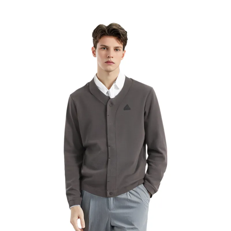 Adidas Business Casual Knit Cardigan Jackets Coats Men's Charcoal Gray-2
