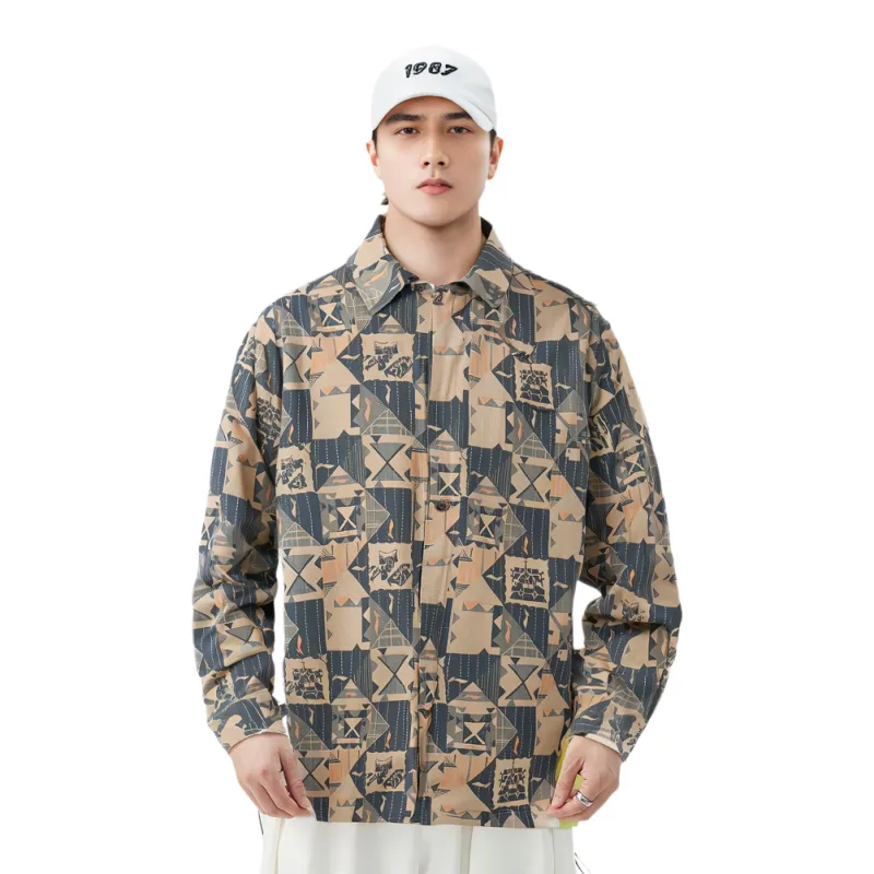 LiNing Jacket Men's Cassava Apricot Persimmon Orange Pattern-2