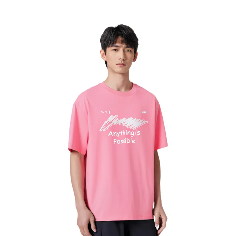 LiNing Sports Fashion Collection T Shirt Men's Morning Light Pink-3
