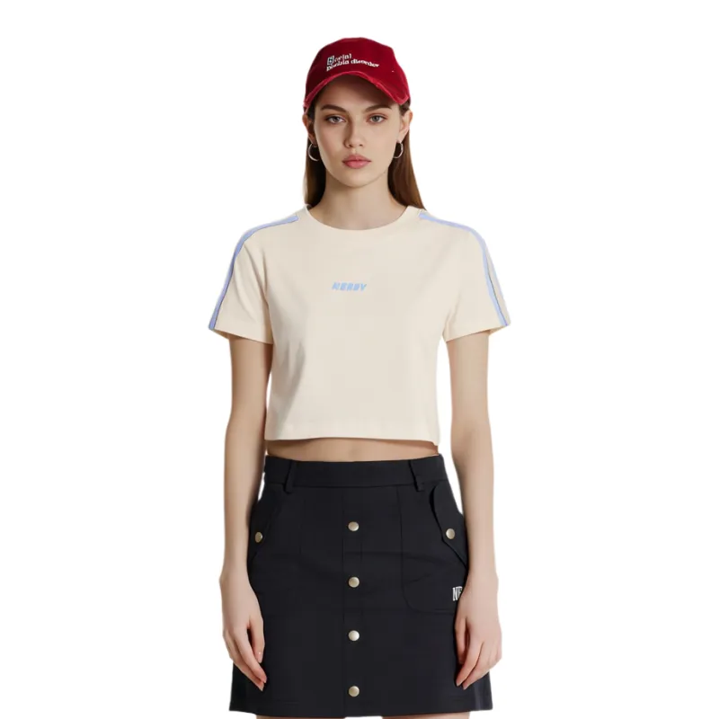 Nerdy Crop Tops Women's Cream-2