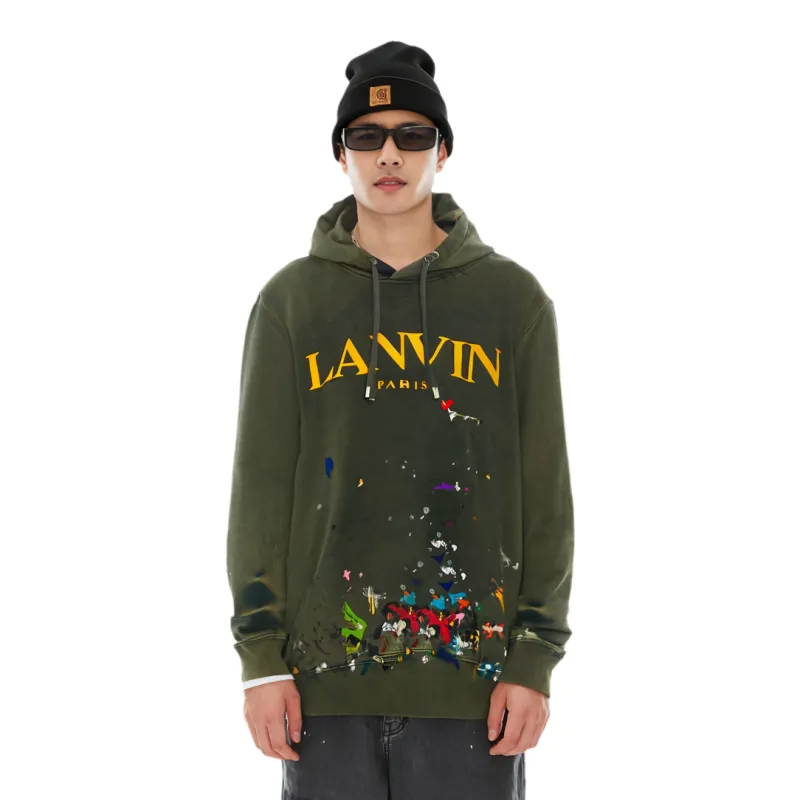 Lanvin X Gallery Dept. Logo Hoodie With a Worn Effect and Lanvin X Gallery Dept. Logo Hoodie With a Worn Effect and