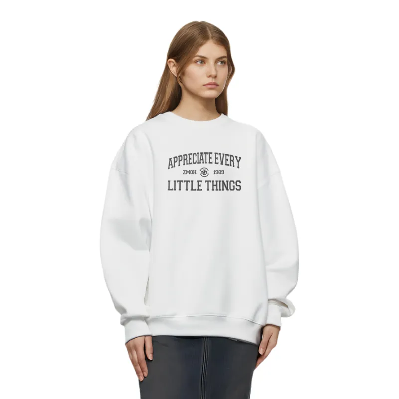 ZMOH Fleece Lined Crew Neck Sweatshirt Unisex Couple's-20