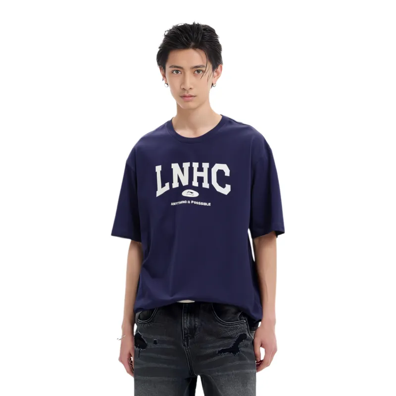 LiNing T Shirt Unisex Dark Pea Blue-2