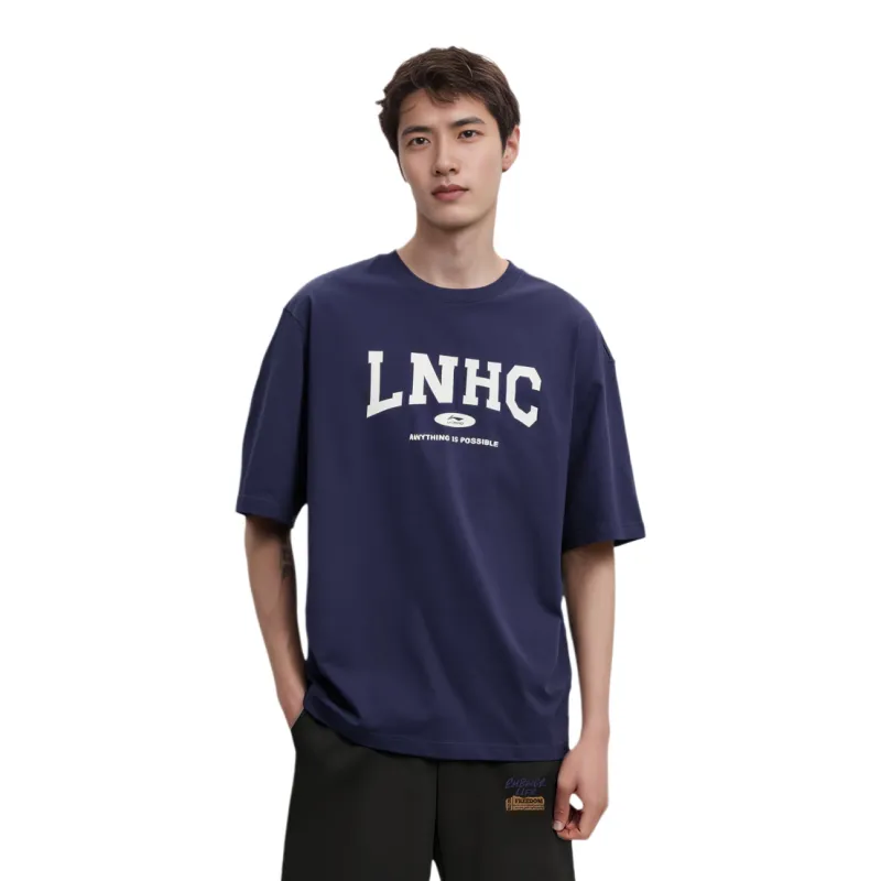 LiNing T Shirt Unisex Dark Pea Blue-3