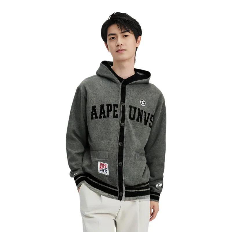 Aape Intarsia knit Logo Cardigan-2