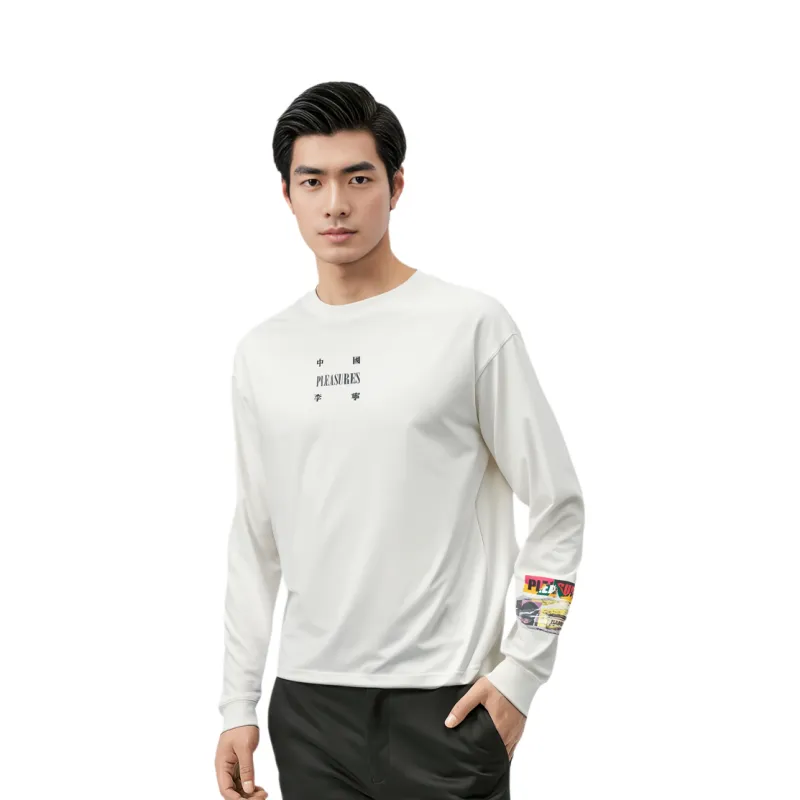 LiNing x PLEASURES T Shirt Unisex Champagne White-3