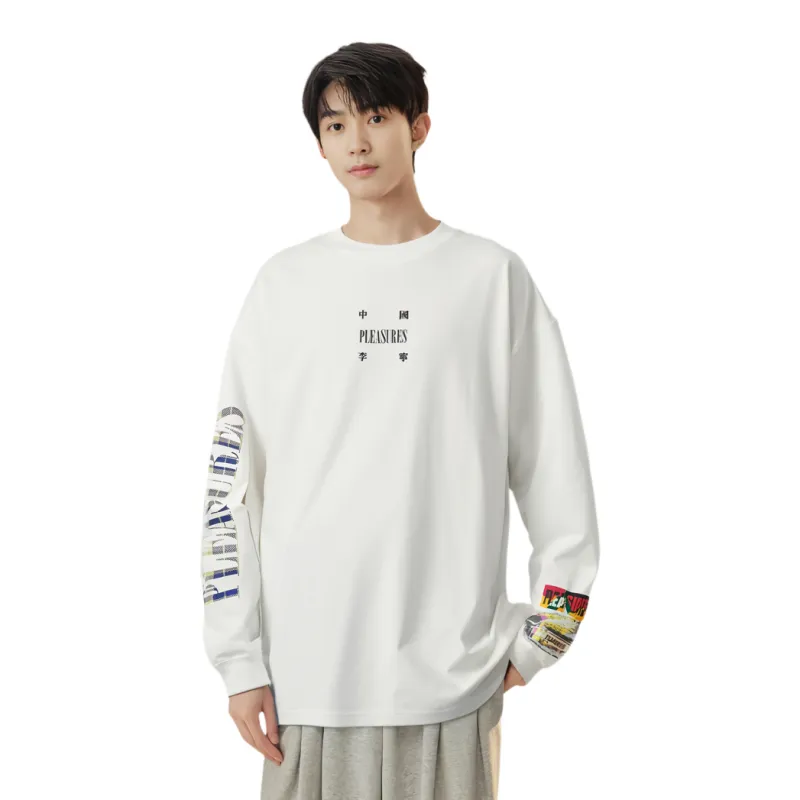 LiNing x PLEASURES T Shirt Unisex Champagne White-2