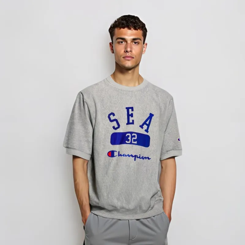 Wind And Sea X Champion WIND AND SEA Co-branded Edition T-Shirts Unisex Oxford Gray-3