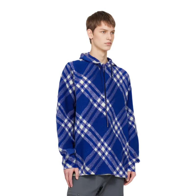 Burberry Check Pattern Faux Shearling Hoodie-2