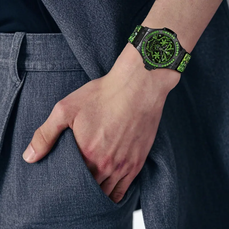 HUBLOT Automatic Mechanical Movement Men's Watches Watch 41mm Black Dial Ceramic Watch Case Rubber Strap-3