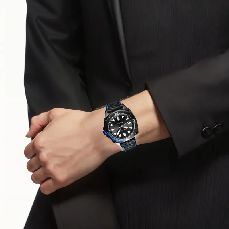 Sea Gull Ocean Automatic Mechanical Movement Nylon Strap Watch Men's Watches Black Dial-4