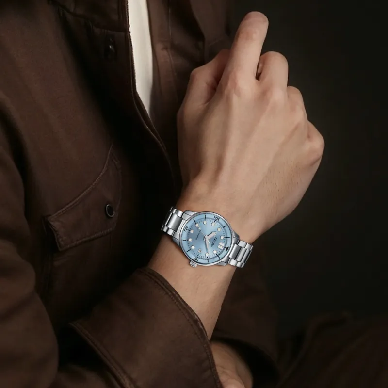 CITIZEN Mechanical Watch Series Automatic Mechanical Movement Stainless Steel Strap Watch 40mm Men's Watches Blue Dial-4