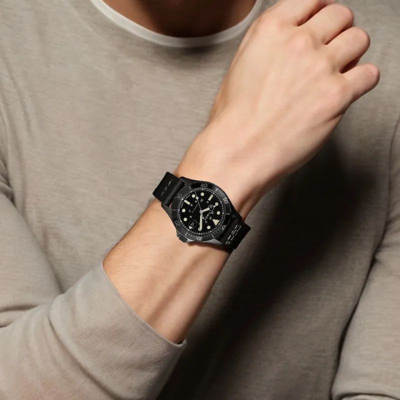 TIMEX Navi Xl Collection Wrist Watch Automatic Mechanical Movement Leather Watch Bands 41mm Black Dial Men's Watches-2