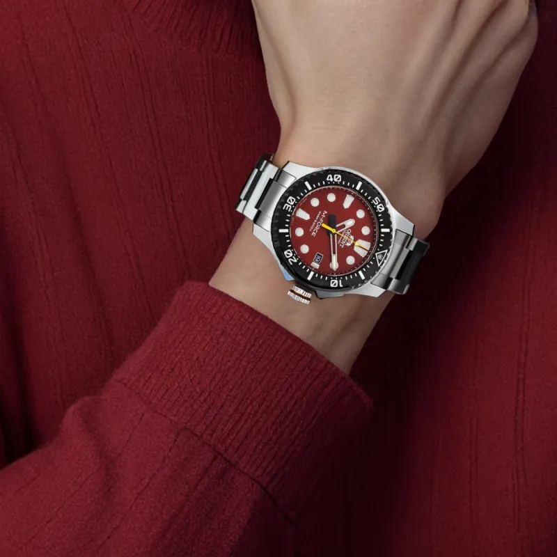 ORIENT Automatic Mechanical Movement Stainless Steel Strap Watch 45mm Men's Watches Red Watch Dial-4