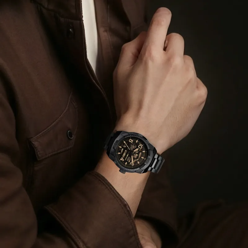 FOSSIL Wrist Watch Automatic Mechanical Movement Stainless Steel Strap 48mm Black Dial Men's Watches-2