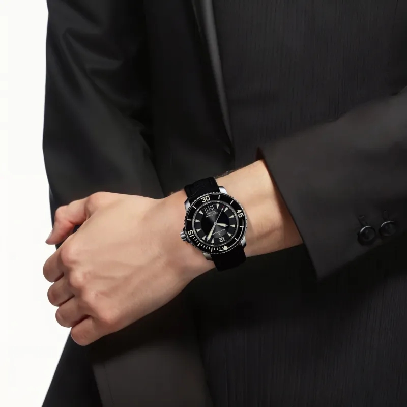 BLANCPAIN Automatic Mechanical Movement Unisex Watch 45mm Black Dial Titanium Watch Case Canvas Strap-3
