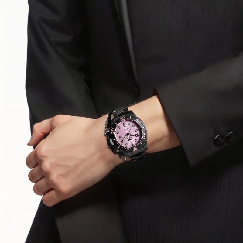 INVICTA Wrist Watch Automatic Mechanical Movement Stainless Steel Strap 47mm Pink Watch Dial Men's Watches-1