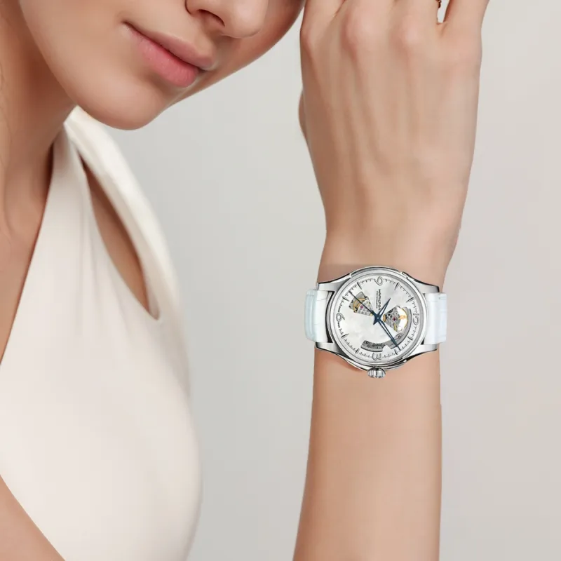 HAMILTON Jazz Series Automatic Mechanical Movement Unisex Watch 42mm White Dial Stainless Steel Case Leather Strap-2