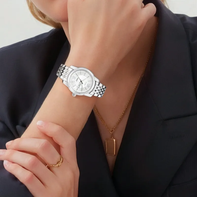 CITIZEN Automatic Mechanical Movement Stainless Steel Strap Watch Women's Watch White Dial-4