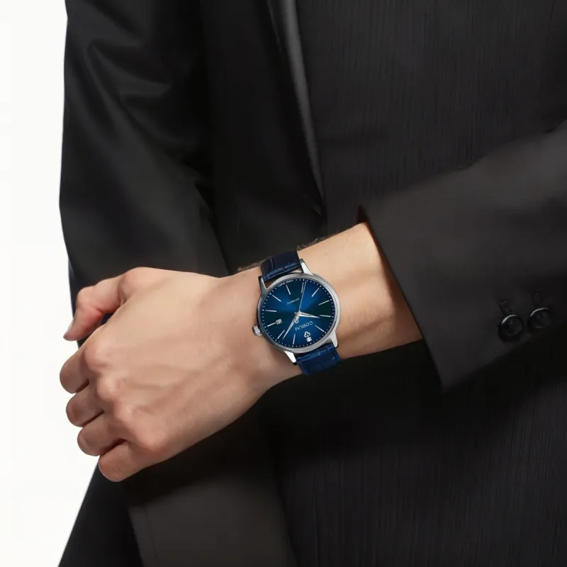 Corum Automatic Mechanical Movement Men's Watches Watch 42mm Blue Dial Stainless Steel Case Crocodile Leather Strap-1