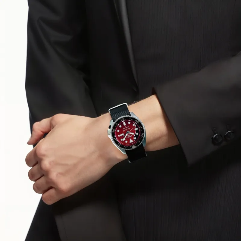 SEIKO Queen Collaboration Limited Edition Mechanical Movement Nylon Strap Watch Men's Watches Red Watch Dial-1