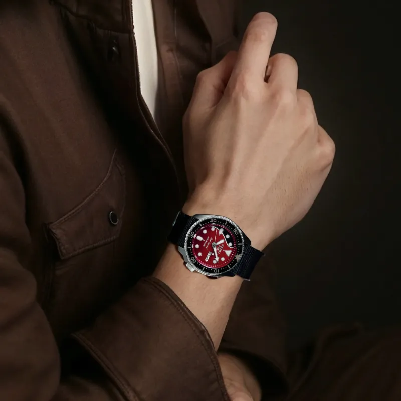 SEIKO Queen Collaboration Limited Edition Mechanical Movement Nylon Strap Watch Men's Watches Red Watch Dial-2