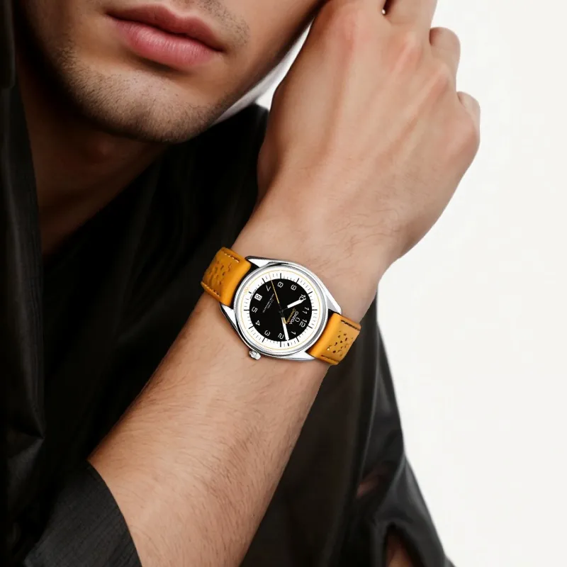 OMEGA Automatic Mechanical Movement Men's Watches Watch 39.5mm Black Dial Stainless Steel Case Genuine Leather Strap-4
