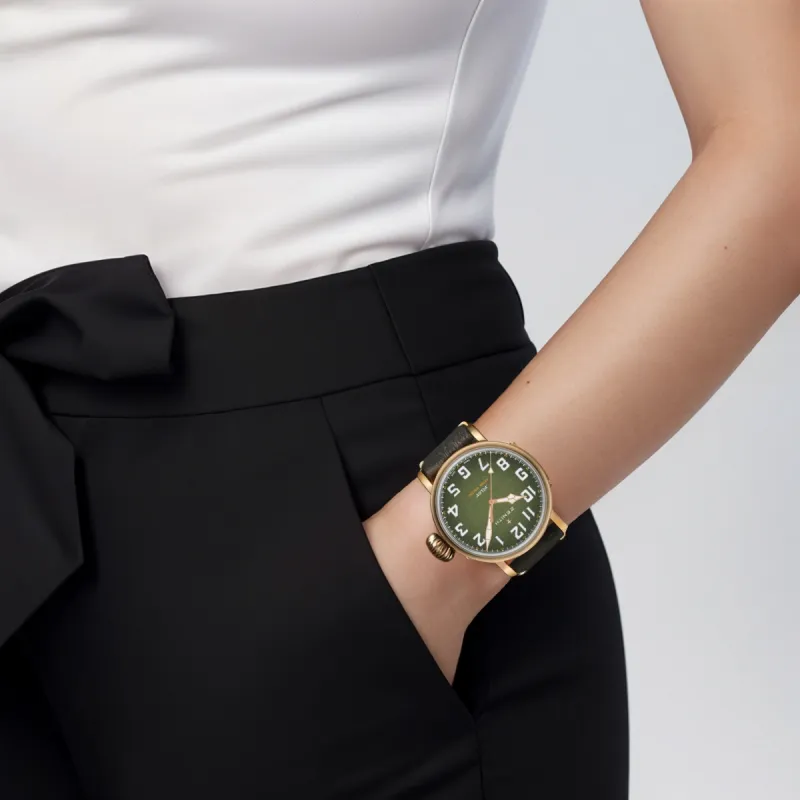 ZENITH PILOT Automatic Mechanical Movement Unisex Watch 45mm Green Dial Bronze Watch Case Genuine Leather Strap-3