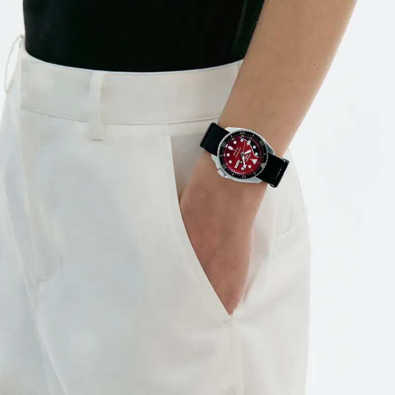 SEIKO Queen Collaboration Limited Edition Mechanical Movement Nylon Strap Watch Men's Watches Red Watch Dial-4