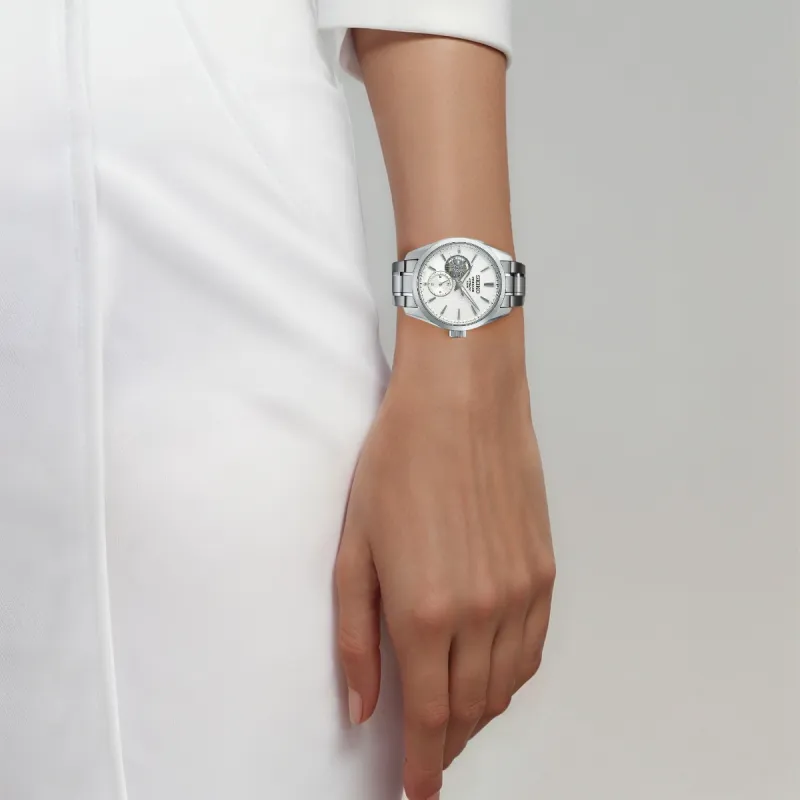 SEIKO Sharp Edged Collection Automatic/Manual Mechanical Movement Stainless Steel Strap Watch 40.2mm Unisex White Dial-4