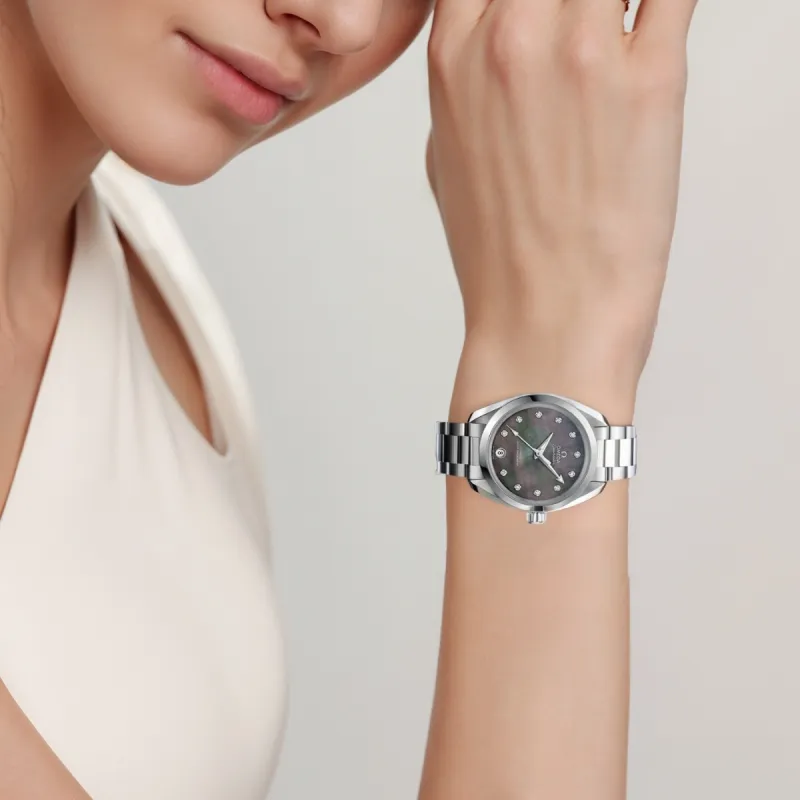 OMEGA AQUA TERRA 150 Meters Automatic Mechanical Movement Women's Watch Watch 34mm Black Dial-4