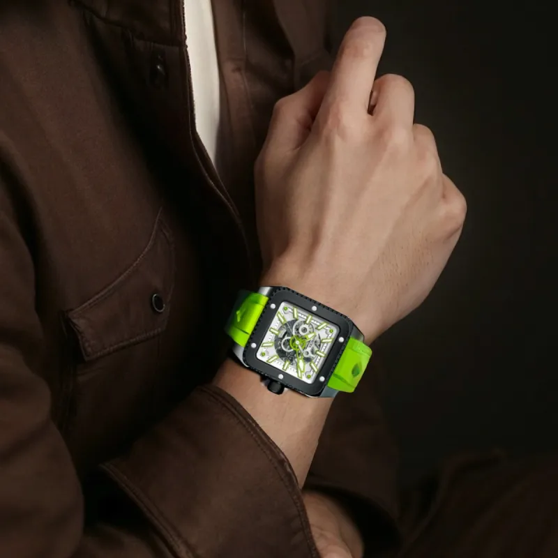 INVICTA Wrist Watch Mechanical Movement Silicone Strap 45mm Cut-Out Dial Men's Watches-3