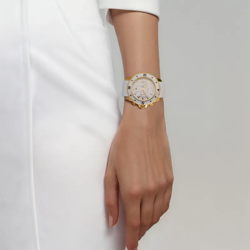 Folli Follie Wrist Watch Automatic Mechanical Movement Silicone Strap 45mm White Dial Women's Watch WF8G031ZEW-2