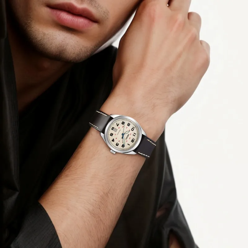 SEIKO Mechanical Collection Automatic Mechanical Movement Leather Watch Bands Watch Men's Watches Yellow Watch Dial-4