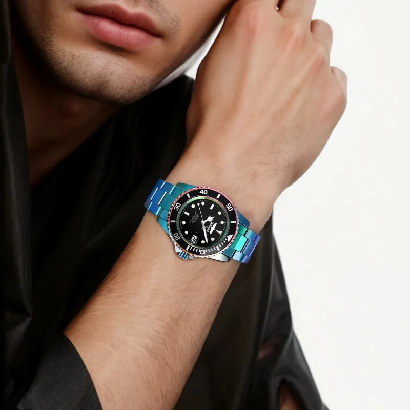 INVICTA Wrist Watch Automatic Mechanical Movement Stainless Steel Strap 40mm Black Dial Men's Watches-3