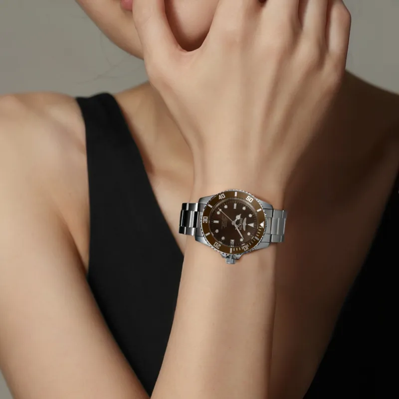 INVICTA Wrist Watch Automatic Mechanical Movement Stainless Steel Strap 36mm Tan Watch Dial Women's Watch-3