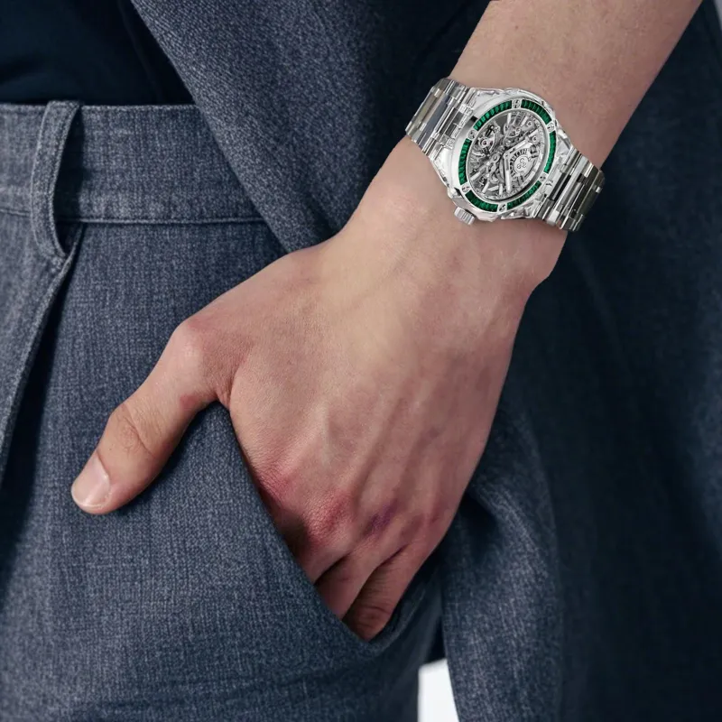 HUBLOT BIG BANG Collection Automatic Mechanical Movement Unisex Watch 43mm Cut Out Dial Sapphire Glass Strap-4