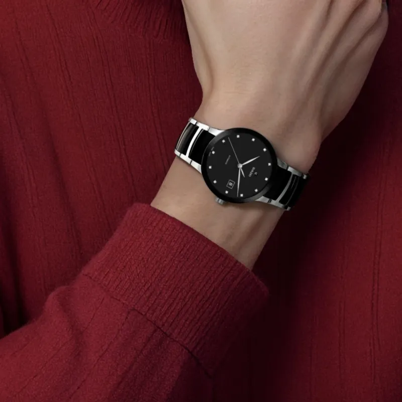 RADO Crystal Collection Automatic Mechanical Movement Men's Watches Watch 38mm Black Dial-4