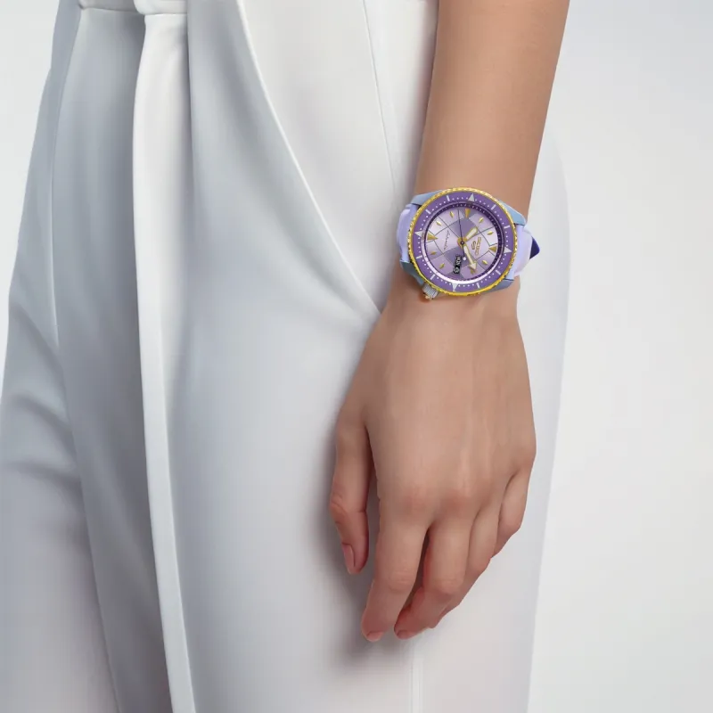 SEIKO Automatic Mechanical Movement Leather Watch Bands Watch Unisex Purple Watch Dial-3