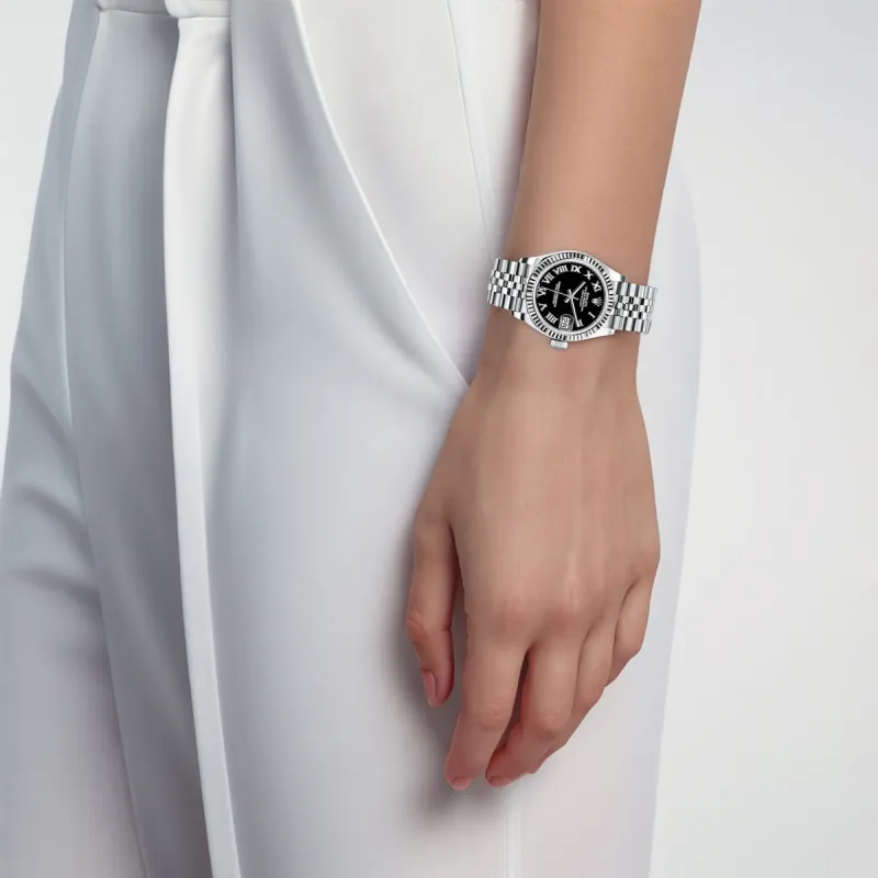 ROLEX Log Series Automatic Mechanical Movement Women's Watch Watch 31mm Black Dial Oystersteel Case Oystersteel Strap-1