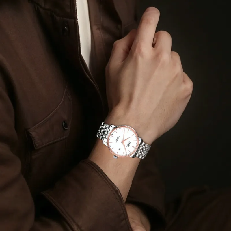 MIDO Baroncelli Collection Automatic Mechanical Movement Men's Watches Watch 40mm White Dial-4